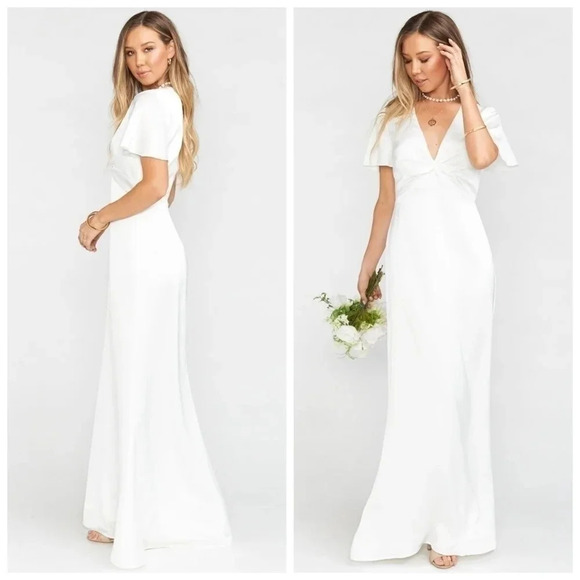 Show Me Your MuMu Dresses & Skirts - NWT Show me your MuMu Best Day Wedding Ivory Luxe Satin Rome Twist Gown